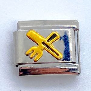 Fork & Knife Uberry Italian Charm Silver Tone GoldTone Dining Restaurant Chef